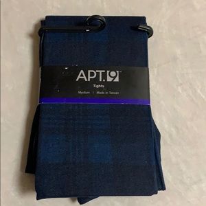 Ladies blue/black plaid tights.